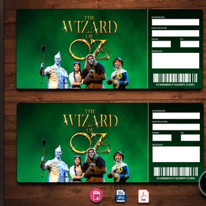 Wizard of OZ Broadway Surprise Ticket, Musical Collectible Theater Ticket, Editable Musical Theatre Faux Event Admission Souvenir