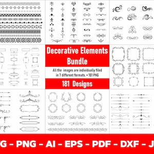 Decorative Elements SVG, Ornaments svg, Flourishes SVG, Swirls SVG, Text Divider Svg, Dividers Borders Svg,Png,Pdf,Ai,Eps,Dxf,Jpg