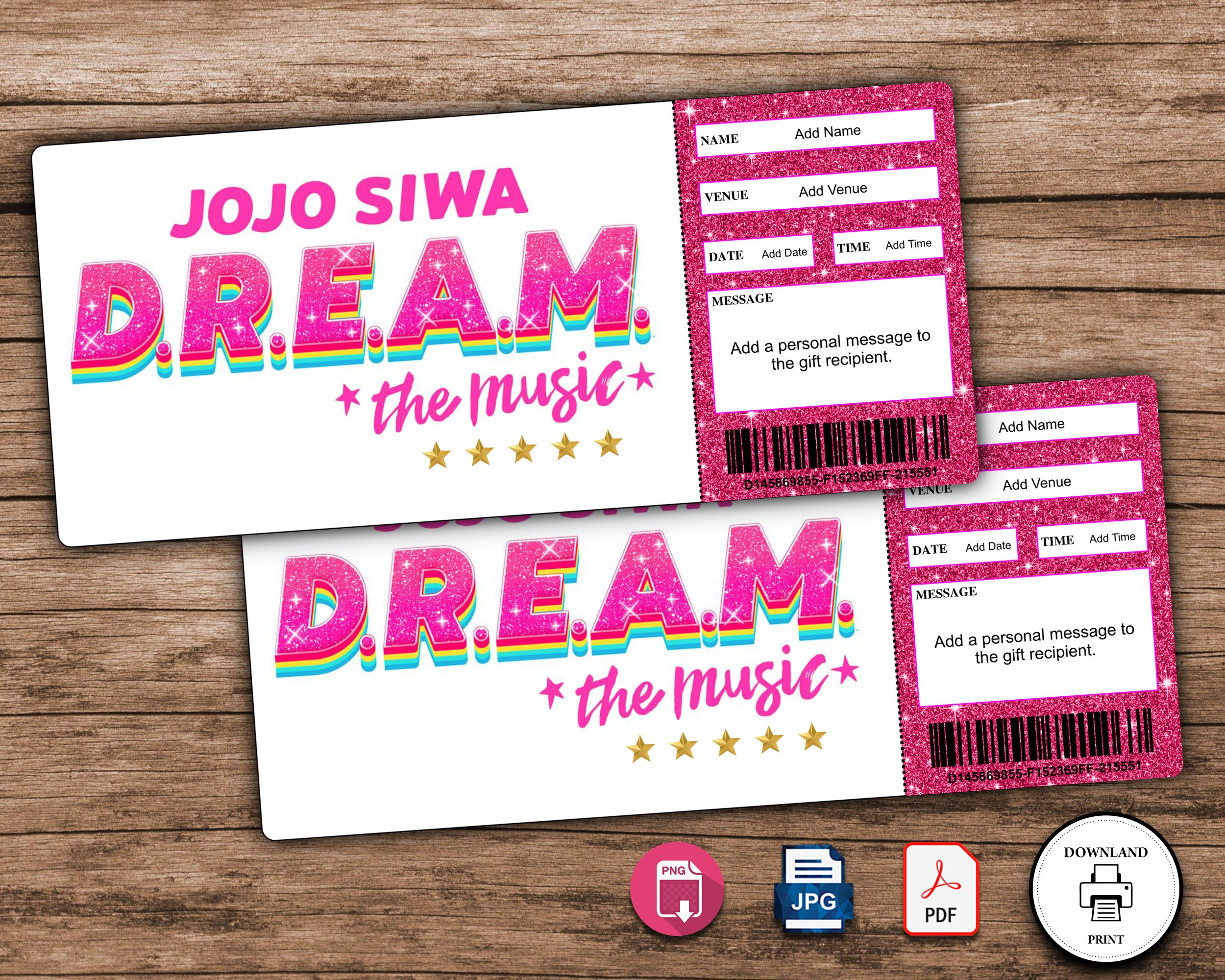Jo Jo Siwa Concert Ticket Editable Jo Jo Siwa Tour Tickets - Etsy