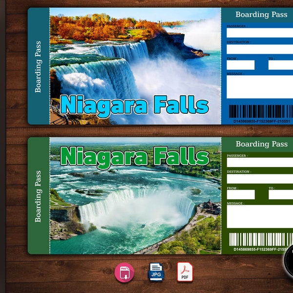 NIAGARA FALLS Surprise Trip Gift Ticket. Boarding Pass. Trip Ticket. Vacation Ticket. Instant Download. Editable PDF File.