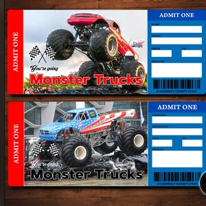 MONSTER TRUCKS Surprise Trip Tickets. Vacation Ticket. Boarding Pass.