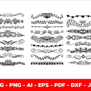 Decorative Elements SVG, Ornaments svg, Flourishes SVG, Swirls SVG, Text Divider Svg, Dividers Borders Svg,Png,Pdf,Ai,Eps,Dxf,Jpg