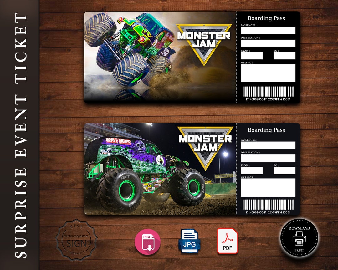 Gift Monster Jam Tickets Editable Monster Jam Tickets Fake Etsy