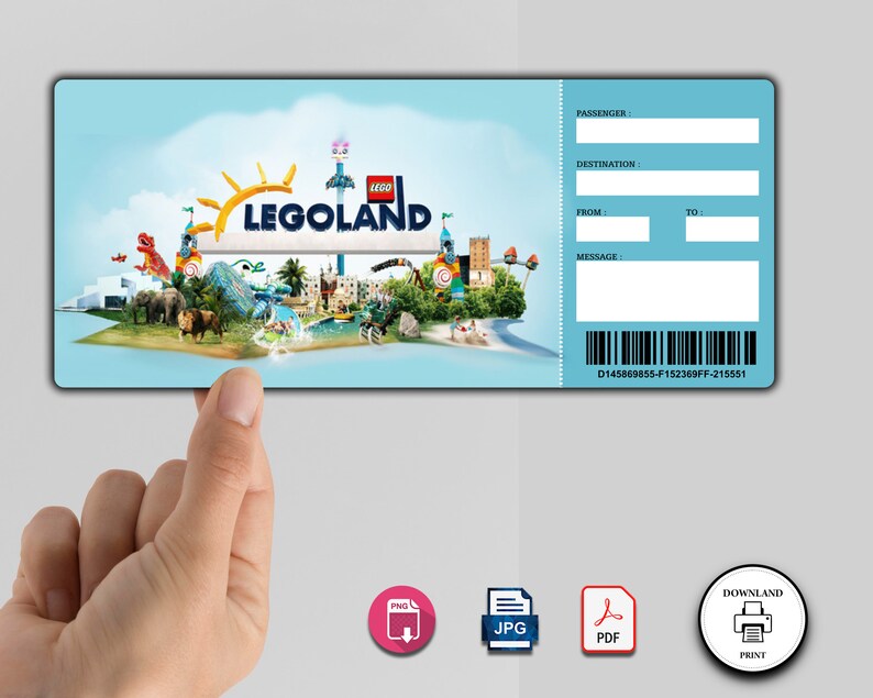LEGOLAND Surprise Trip Reveal Tickets .personalized Gift Theme Etsy