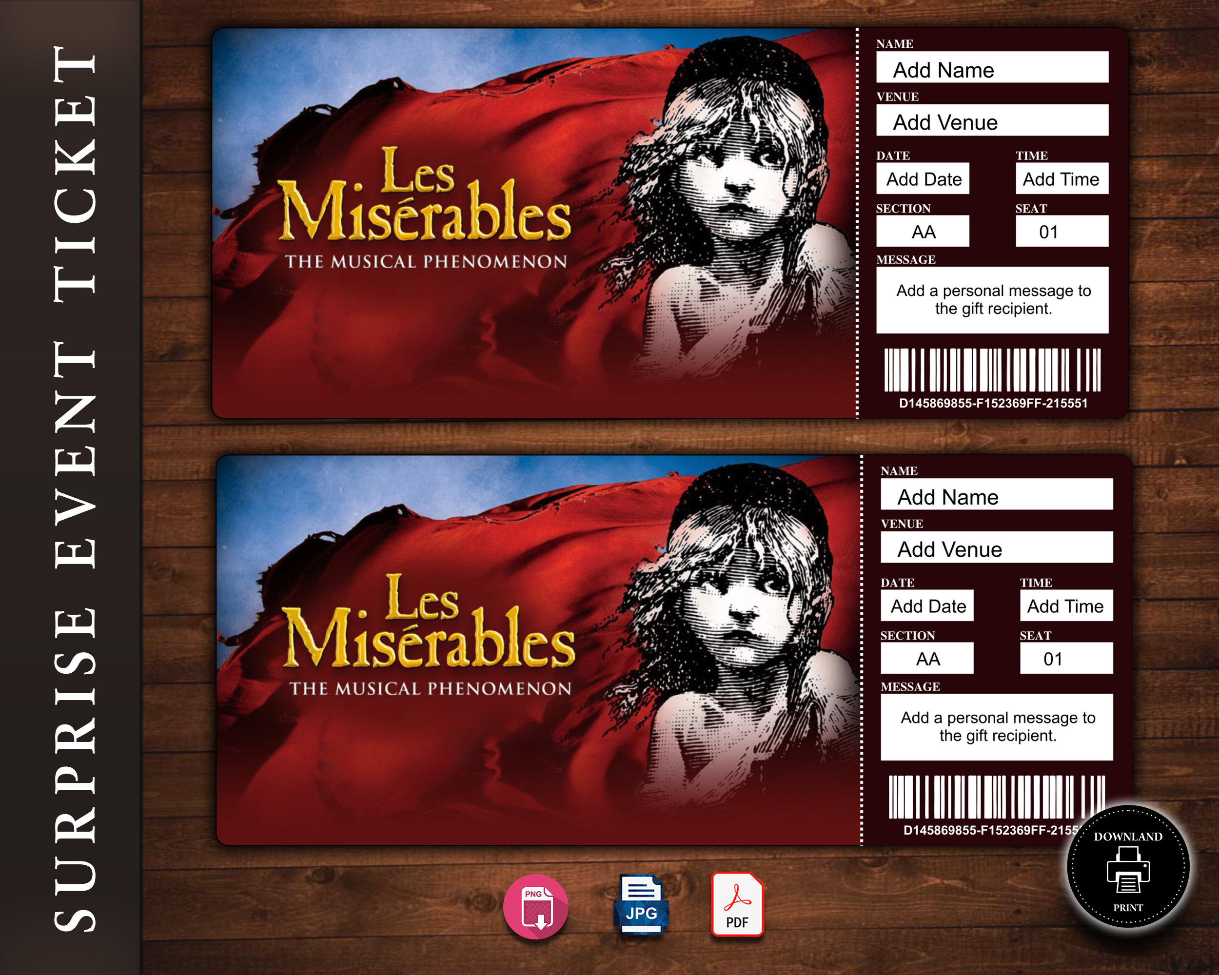 Tickets for Les Misérables musical