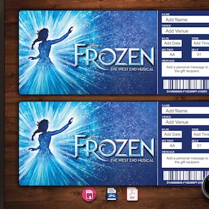 FROZEN Broadway Surprise Ticket,Frozen Broadway Ticket, Editable template, Musical Theatre event, Printable surprise ticket