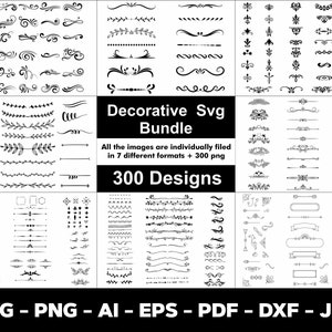 Decorative Elements SVG, Ornaments svg, Flourishes SVG, Swirls SVG, Text Divider Svg, Dividers Borders Svg,Png,Pdf,Ai,Eps,Dxf,Jpg