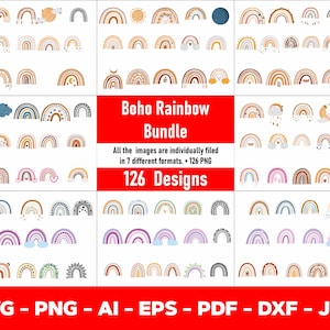 Boho Rainbow SVG, Commercial Use Cut File, Layered Bohemian Rainbow, Cut File, Boho PNG, Clipart, Cute T-shirt Design - svg - png - eps