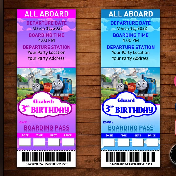 Thomas the Train & Friends Birthday Invitation Ticket Template - Instant Download - Just Type in Your Info and Print!