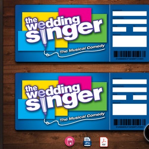WEDDING SINGER Broadway Surprise Ticket. Editable Musical Theatre Faux Event Admission Souvenir Keepsake. PdF Instant Download.
