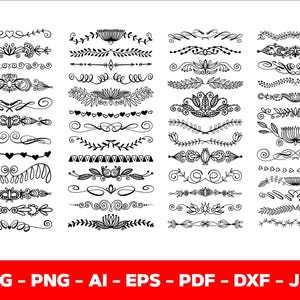 Decorative Elements SVG, Ornaments svg, Flourishes SVG, Swirls SVG, Text Divider Svg, Dividers Borders Svg,Png,Pdf,Ai,Eps,Dxf,Jpg
