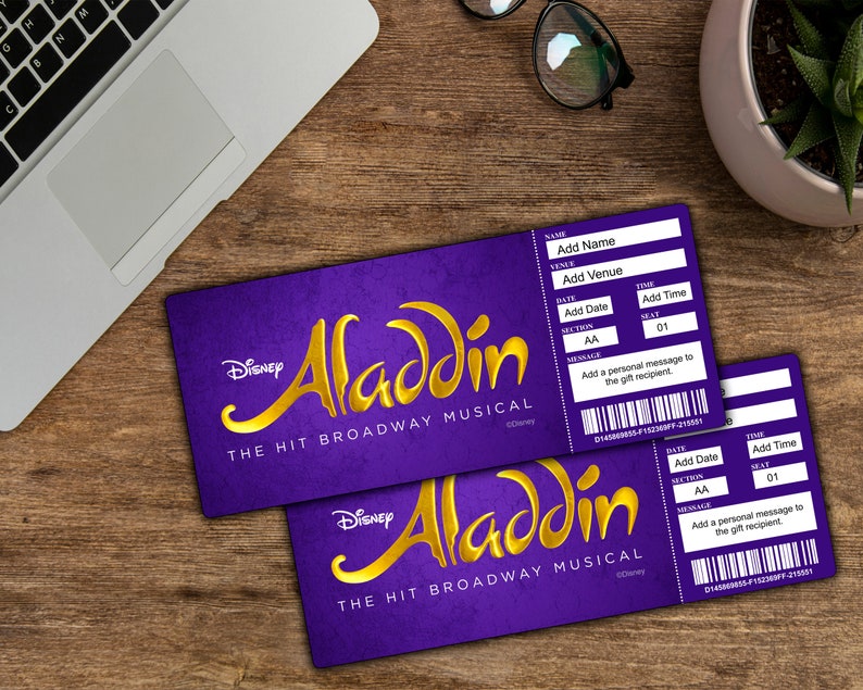 ALADDIN Broadway Surprise Ticket. Editable Musical Theatre Faux Event Admission Souvenir Keepsake. PDF Instant Digital Download. zdjęcie 9