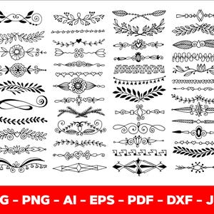 Decorative Elements SVG, Ornaments svg, Flourishes SVG, Swirls SVG, Text Divider Svg, Dividers Borders Svg,Png,Pdf,Ai,Eps,Dxf,Jpg