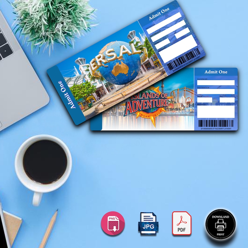 UNIVERSAL STUDIOS Surprise Trip Ticket Universal Gift Ticket Etsy