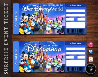 Printable Theme Park Surprise Reveal Ticket, Editable Gift Reveal Ticket, Christmas Gift Boarding Pass