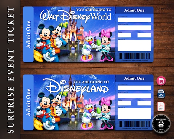 Printable Theme Park Surprise Reveal Ticket Editable Gift - Etsy Australia