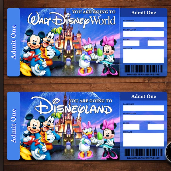 Printable Theme Park Surprise Reveal Ticket, Editable Gift Reveal Ticket, Christmas Gift Boarding Pass