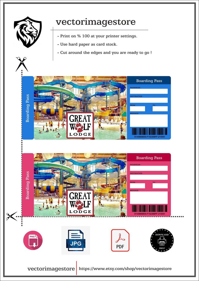 Great Wolf Lodge Surprise Trip Reveal Tickets Printable - Etsy