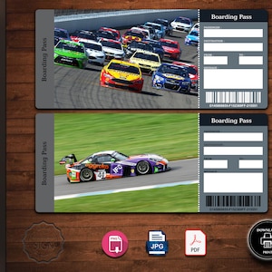 CAR RACING Surprise Trip Tickets. Surprise Trip Reveal. NASCAR Racing. Stock Car Racing. Instant Download.