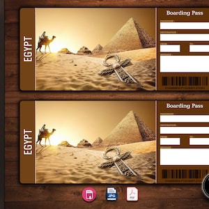 EGYPT Surprise Trip Gift Ticket. Boarding Pass. Trip Ticket. Vacation Ticket. Instant Download. Editable PDF File.