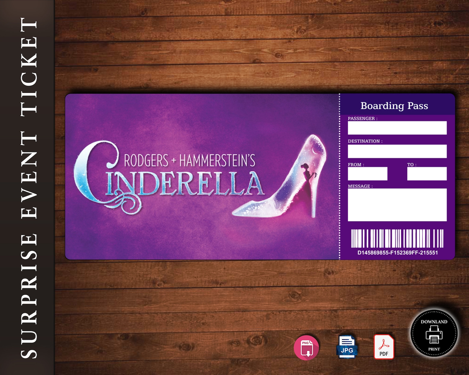 CINDERELLA Broadway Surprise Ticket. Editable Musical Theatre Etsy