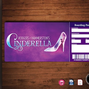 CINDERELLA Broadway Surprise Ticket. Editable Musical Theatre Faux Event Admission Souvenir Keepsake. PDF Instant Download.