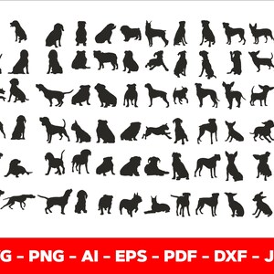 Dog silhouettes Svg, bundle dog silhouettes png bundle cricut cut files cutting files dog silhouette bundle