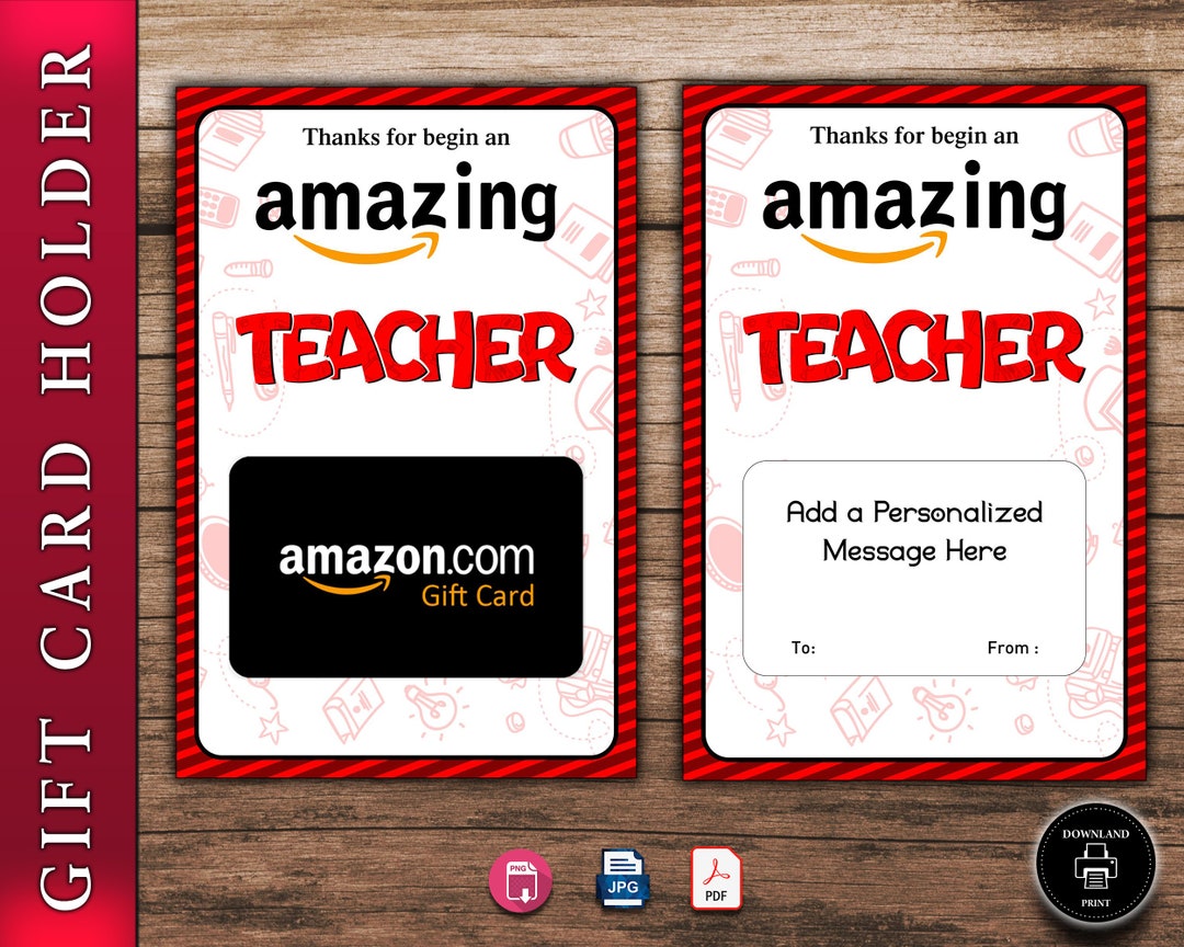 PRINTABLE Amazon Gift Card Holder Teacher Thank You Teacher Etsy