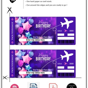 Boarding Pass. Boarding Pass Template. Birthday Boarding Pass. Surprise ...