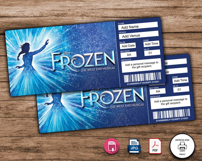 FROZEN Broadway Surprise Ticketfrozen Broadway Ticket Etsy
