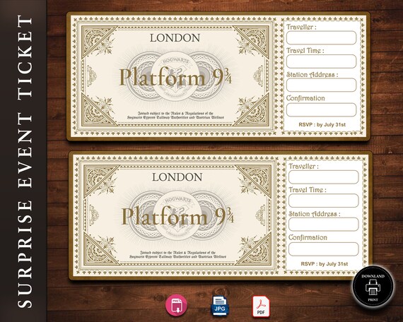 Editable Wizard Train Ticket Invitation Printable Birthday - Etsy