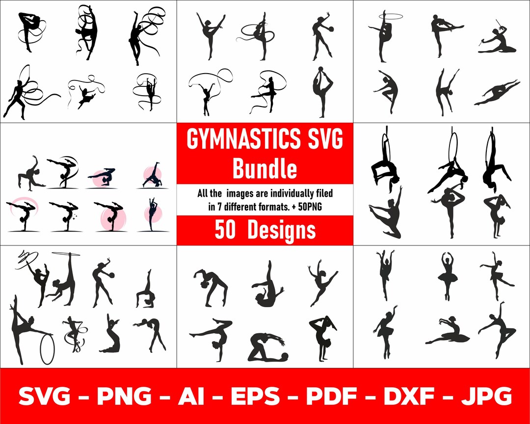 Gymnast SVG Cutting Files, Gymnastics Silhouette Cricut, Cameo, Instant