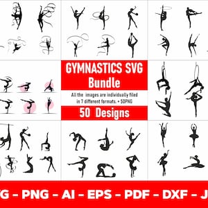 Turnster SVG-bestanden voor snijden, Turnen silhouet Cricut, Cameo, Instant Download, Tumbling Cheerleading, Dxf Cut-bestanden, Sport atleet meisje