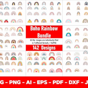 Boho Rainbow SVG, Commercial Use Cut File, Layered Bohemian Rainbow, Cut File, Boho PNG, Clipart, Cute T-shirt Design Svg - Png - Eps