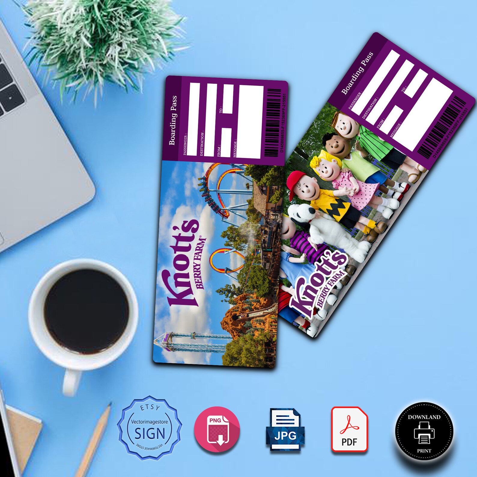 KNOTTS BERRY FARM Surprise Trip Tickets. Vacation Ticket. Mock Boarding