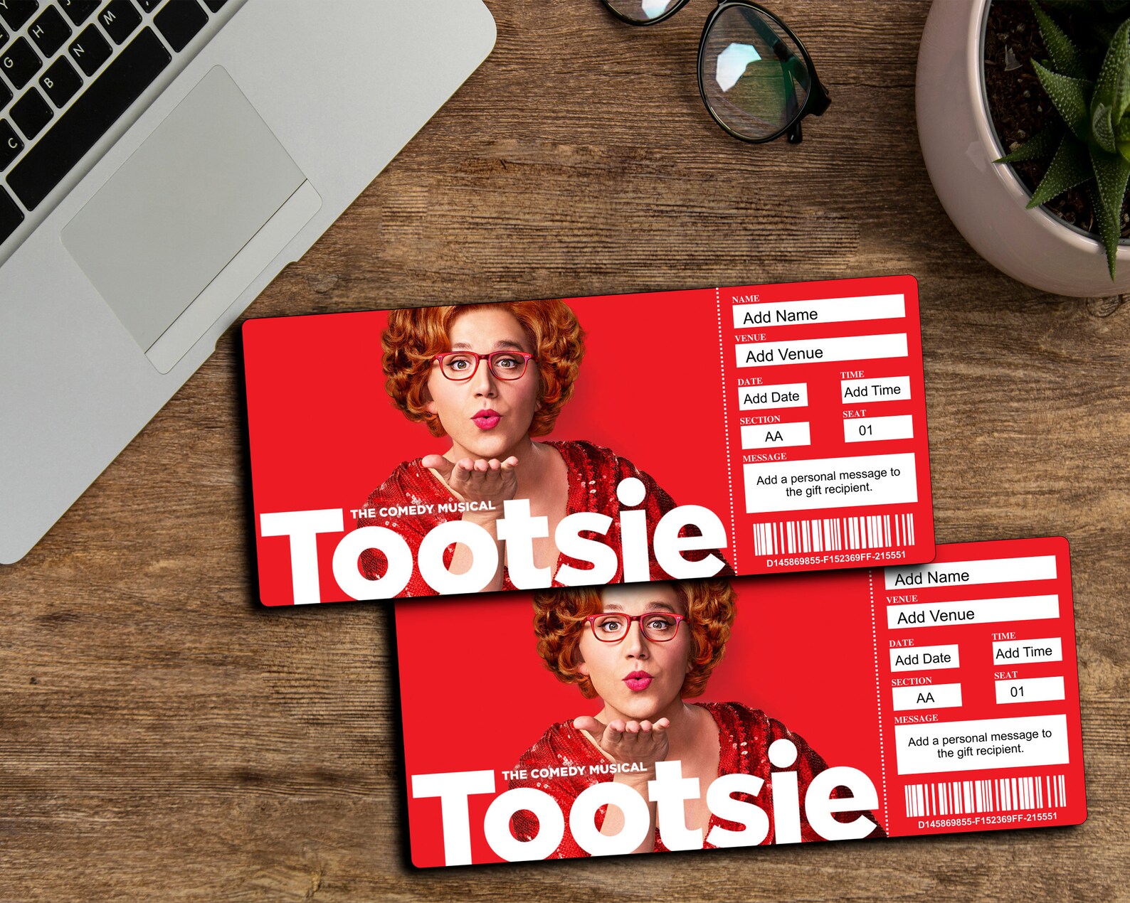 TOOTSIE Broadway Surprise Ticket. Editable Musical Theatre Etsy