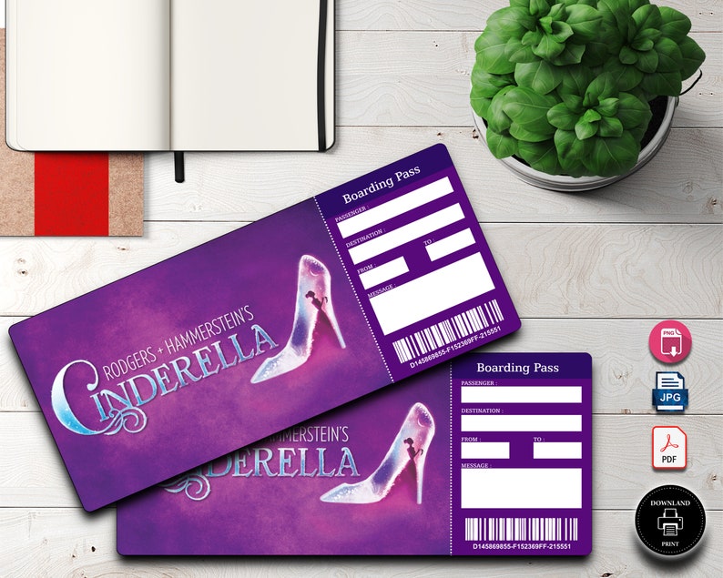 CINDERELLA Broadway Surprise Ticket. Editable Musical Theatre Etsy