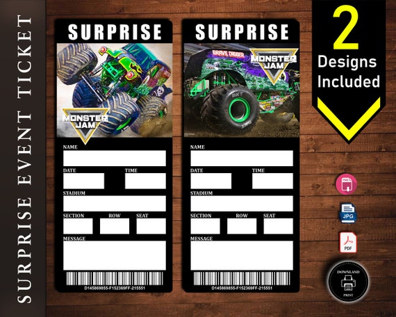Monster Jam Tickets Editable Monster Jam Tickets Fake - Etsy