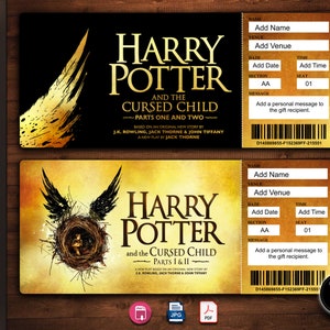 Cursed Child Broadway Surprise Ticket, Musical Collectible Theater Ticket Editable Musical Theatre Faux Event Admission Souvenir