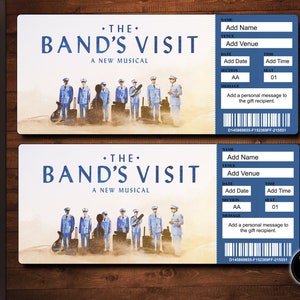 The Band&#39;s visit Broadway Surprise Ticket, The Band&#39;s visit the Musical Collectible Theater Ticket, Editable Musical Theatre Faux
