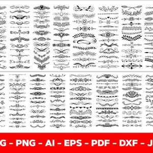 Decorative Elements SVG, Ornaments svg, Flourishes SVG, Swirls SVG, Text Divider Svg, Dividers Borders Svg,Png,Pdf,Ai,Eps,Dxf,Jpg