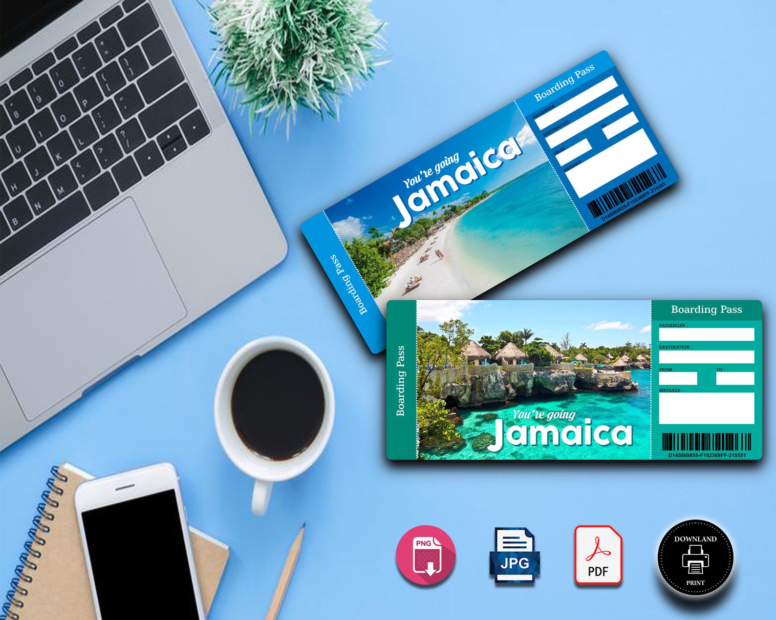 JAMAICA Surprise Trip Gift Ticket. Boarding Pass. Trip Ticket. Etsy