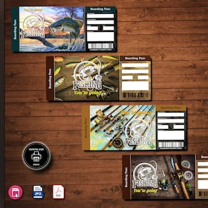 FISHING Surprise Trip Gift Ticket. Boarding Pass. Trip Ticket. Vacation Ticket. Instant Download. Editable PDF File.