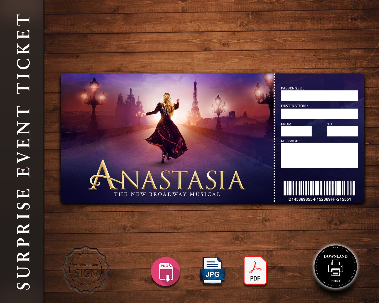 Anastasia Broadway Surprise Ticket Anastasia the Musical Etsy