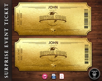 Printable UNIVERSAL STUDIOS Surprise Trip Ticket, Universal Gift Ticket, Printable Boarding Pass ...