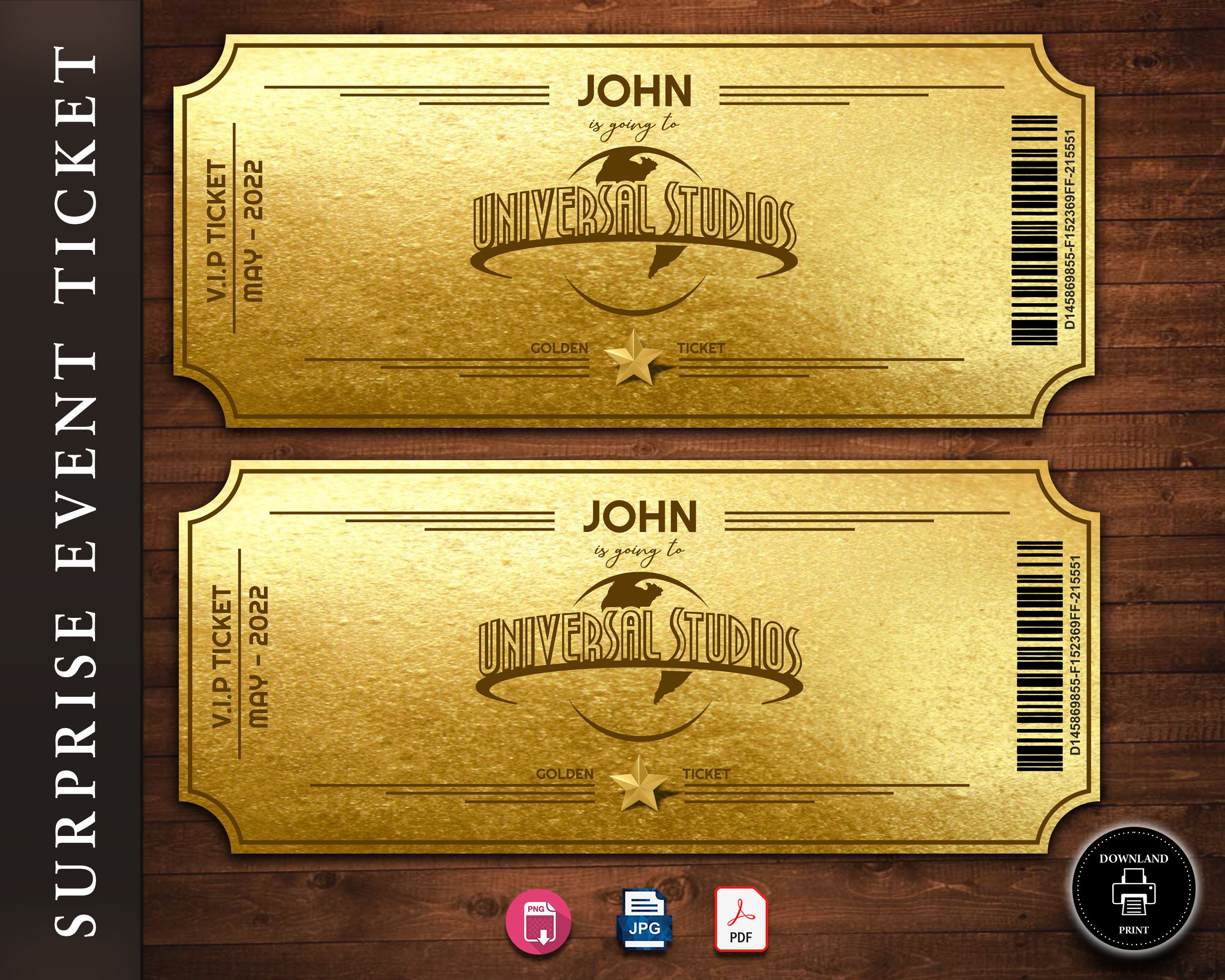 UNIVERSAL STUDIOS Surprise Trip Ticket Universal Gift Ticket Etsy