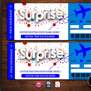 Boarding Pass. Boarding Pass Template. Birthday Boarding Pass. Surprise ...