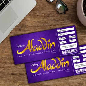 ALADDIN Broadway Surprise Ticket. Editable Musical Theatre Faux Event Admission Souvenir Keepsake. PDF Instant Digital Download. zdjęcie 6