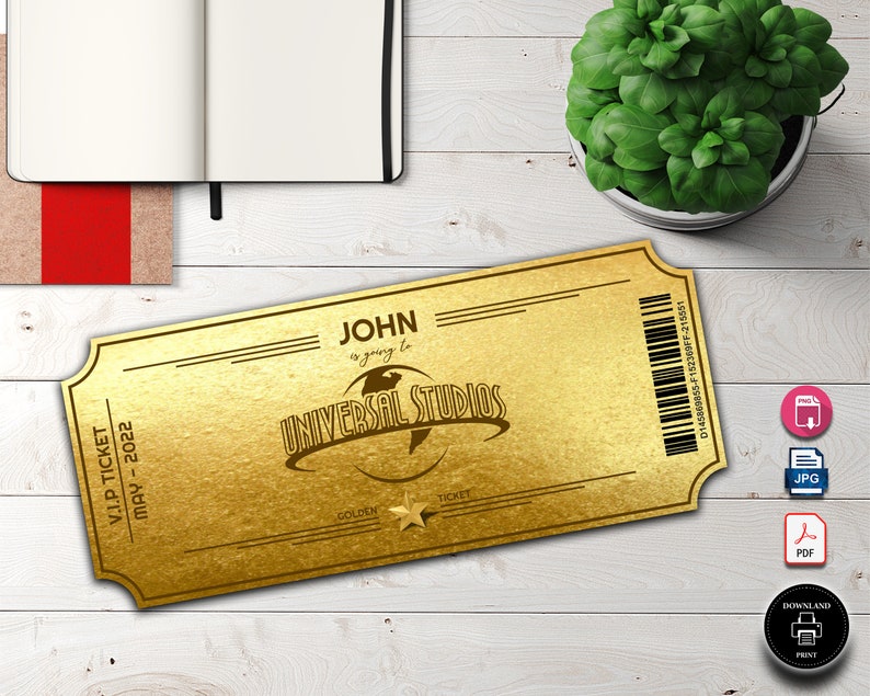 UNIVERSAL STUDIOS Surprise Trip Ticket Universal Gift Ticket Etsy