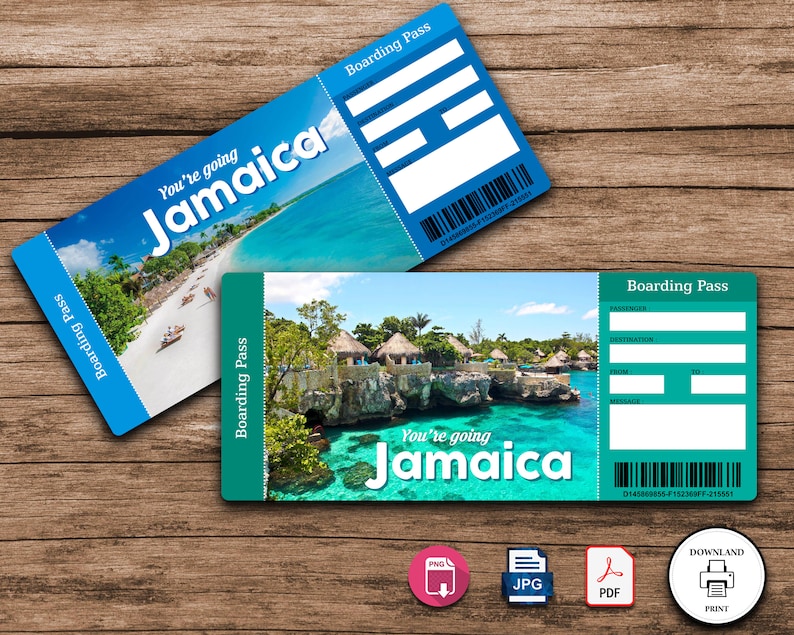 JAMAICA Surprise Trip Gift Ticket. Boarding Pass. Trip Ticket. Etsy